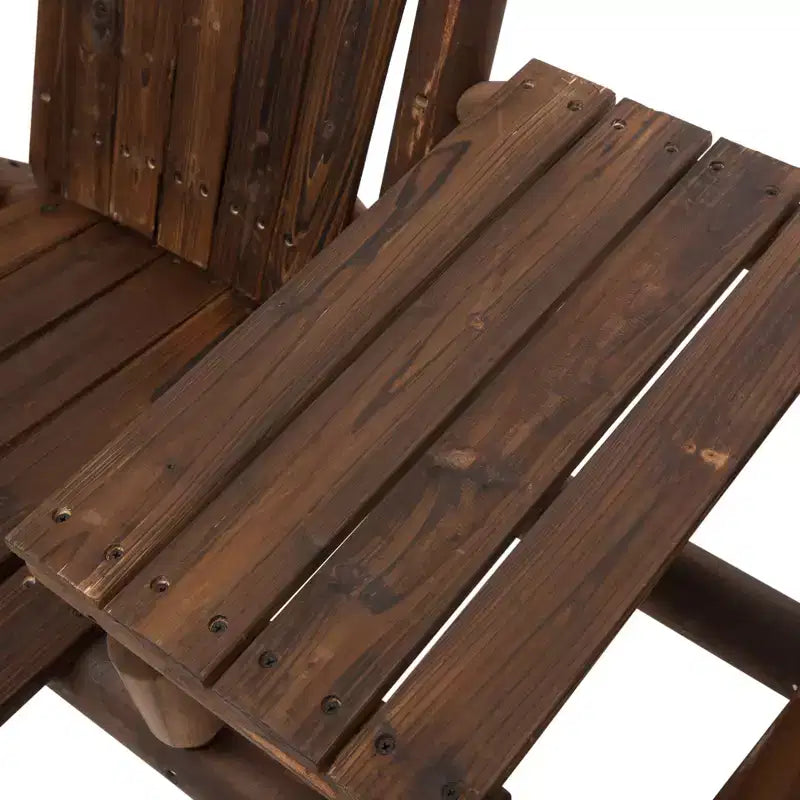 Banc de patio Adirondack en bois Outsunny avec table basse centrale, parfait pour se détendre et se relaxer en plein air