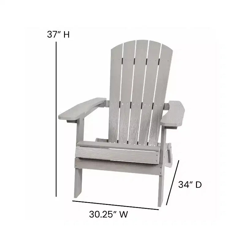 Flash Furniture Set of 4 Charlestown All-Weather Poly Resin Folding Adirondack Chair