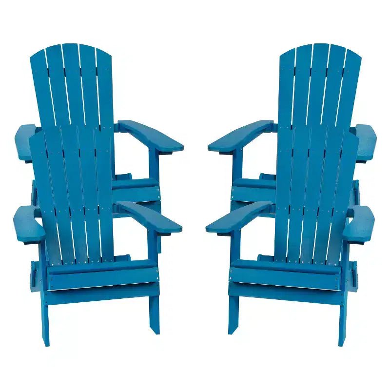 Flash Furniture Set of 4 Charlestown All-Weather Poly Resin Folding Adirondack Chair