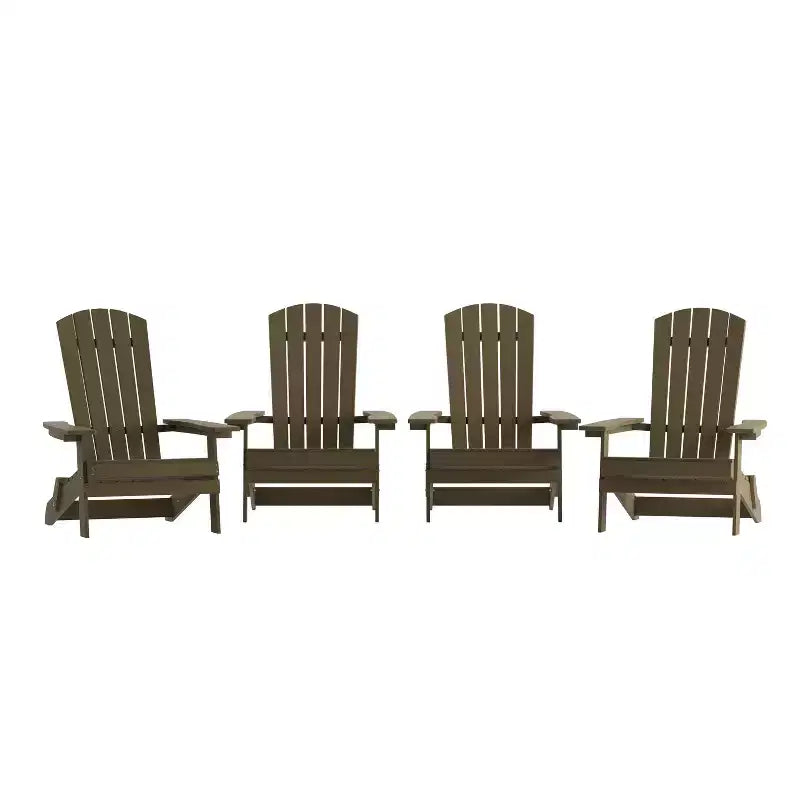 Flash Furniture Set of 4 Charlestown All-Weather Poly Resin Folding Adirondack Chair
