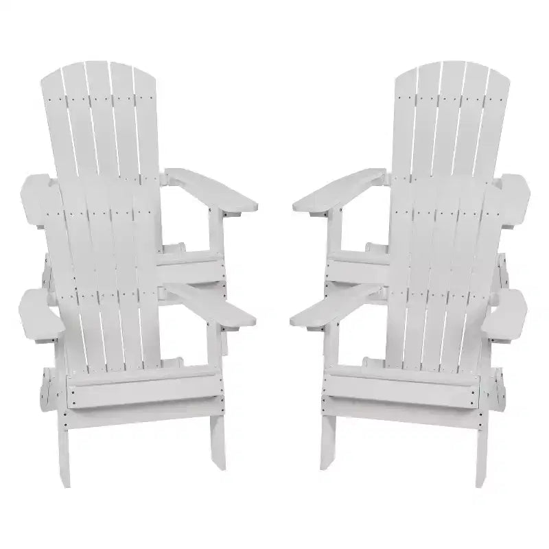 Flash Furniture Set of 4 Charlestown All-Weather Poly Resin Folding Adirondack Chair