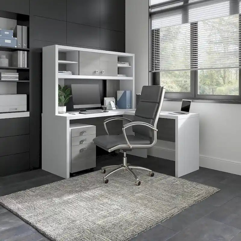 Echo L Shaped Desk with Hutch and Drawers