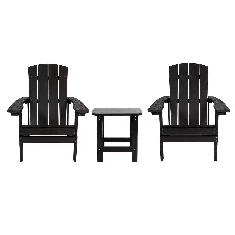 Lot de 2 chaises Adirondack Flash Furniture Charlestown en polyrésine résistante aux intempéries avec table d'appoint