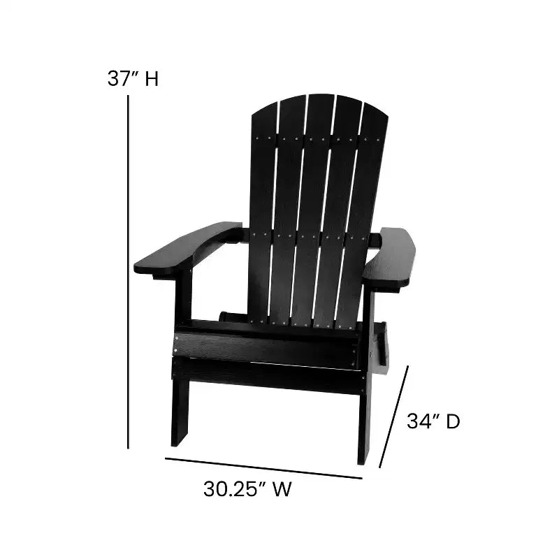 Flash Furniture 2 Pack Charlestown All-Weather Poly Resin Folding Adirondack Chairs with Side Table