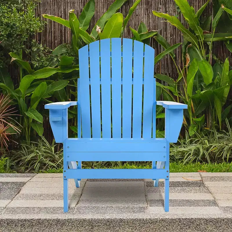 Outsunny Oversized Adirondack Chair, Outdoor Fire Pit and Porch Seating, Classic Log Lounge w/ Built-in Cupholder for Patio, Backyard