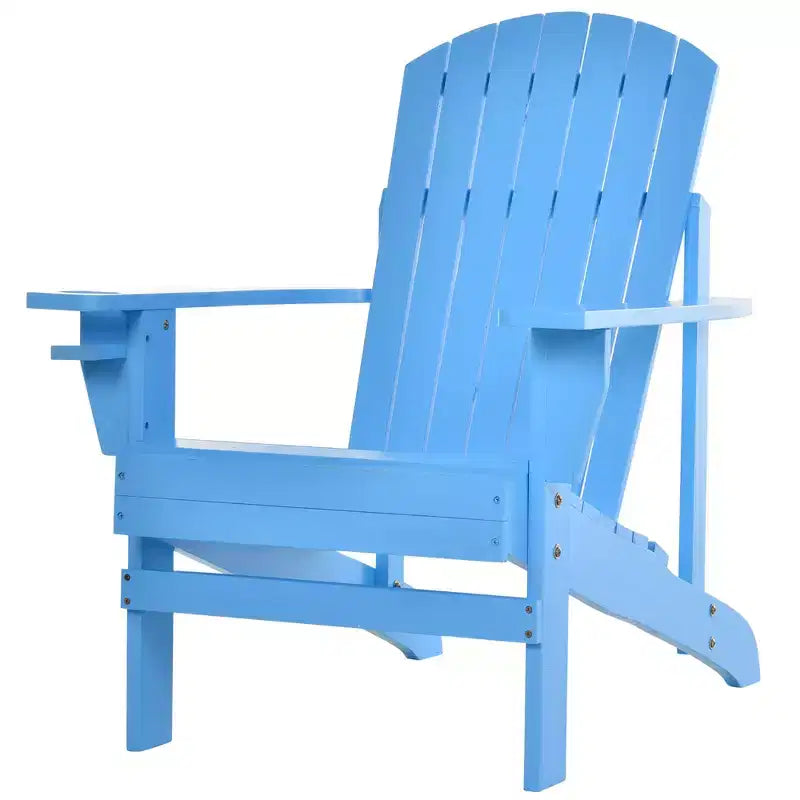 Outsunny Oversized Adirondack Chair, Outdoor Fire Pit and Porch Seating, Classic Log Lounge w/ Built-in Cupholder for Patio, Backyard