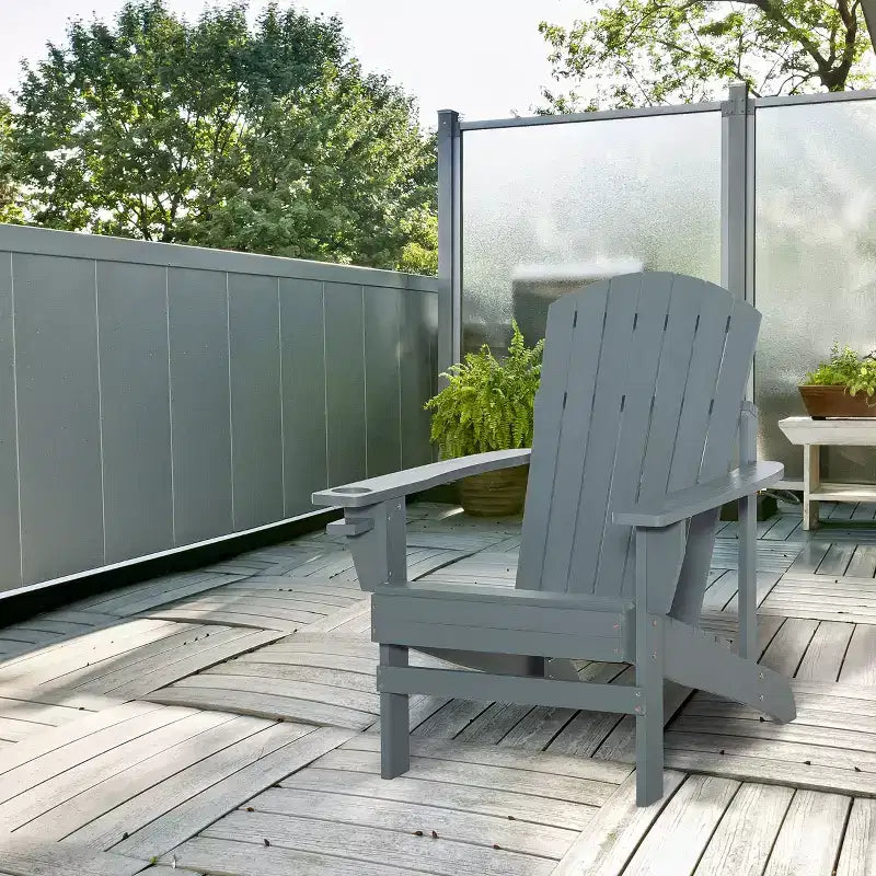 Outsunny Oversized Adirondack Chair, Outdoor Fire Pit and Porch Seating, Classic Log Lounge w/ Built-in Cupholder for Patio, Backyard