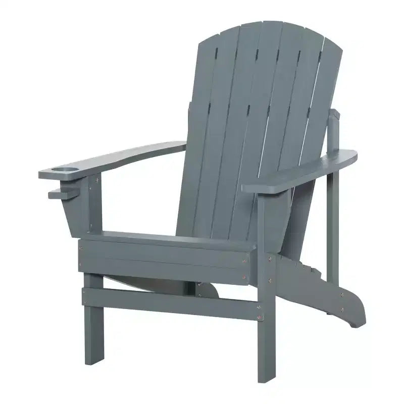 Outsunny Oversized Adirondack Chair, Outdoor Fire Pit and Porch Seating, Classic Log Lounge w/ Built-in Cupholder for Patio, Backyard