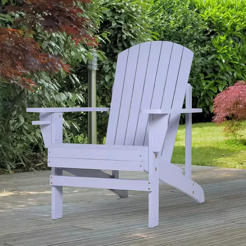 Outsunny Oversized Adirondack Chair, Outdoor Fire Pit and Porch Seating, Classic Log Lounge w/ Built-in Cupholder for Patio, Backyard