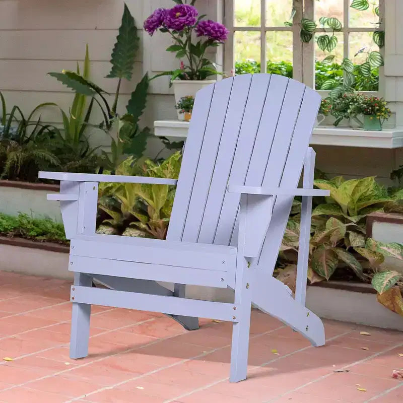Outsunny Oversized Adirondack Chair, Outdoor Fire Pit and Porch Seating, Classic Log Lounge w/ Built-in Cupholder for Patio, Backyard