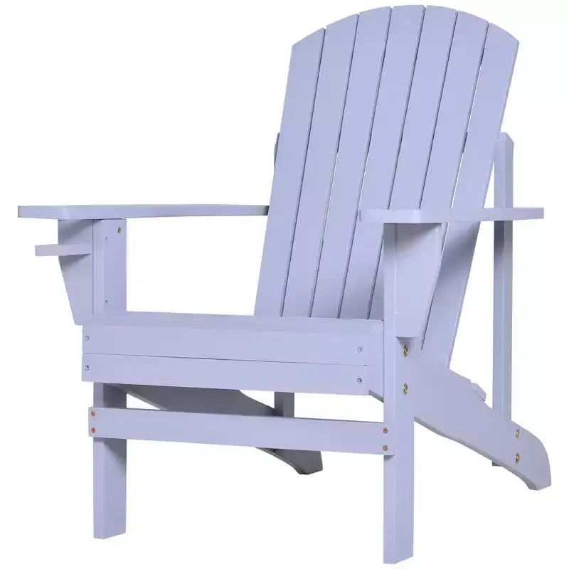 Outsunny Oversized Adirondack Chair, Outdoor Fire Pit and Porch Seating, Classic Log Lounge w/ Built-in Cupholder for Patio, Backyard
