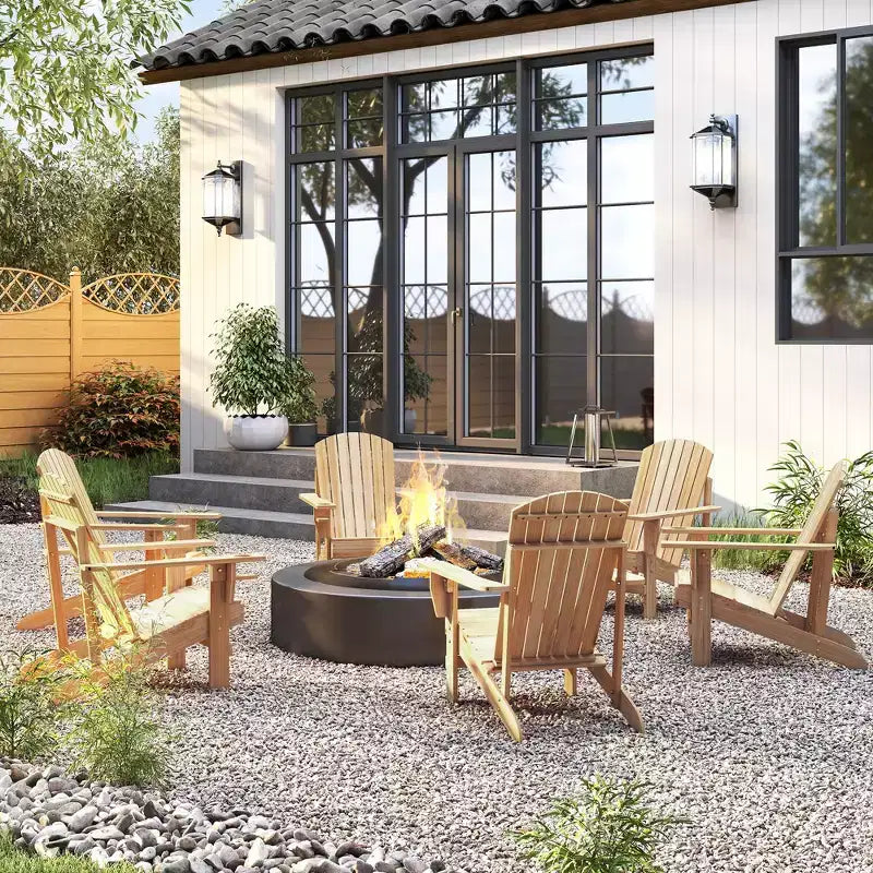 Outsunny Oversized Adirondack Chair, Outdoor Fire Pit and Porch Seating, Classic Log Lounge w/ Built-in Cupholder for Patio, Backyard