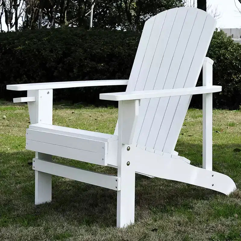 Outsunny Oversized Adirondack Chair, Outdoor Fire Pit and Porch Seating, Classic Log Lounge w/ Built-in Cupholder for Patio, Backyard