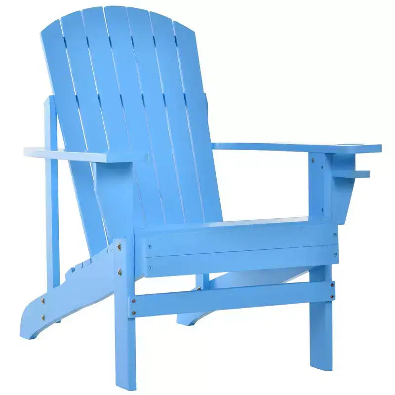 Outsunny Oversized Adirondack Chair, Outdoor Fire Pit and Porch Seating, Classic Log Lounge w/ Built-in Cupholder for Patio, Backyard