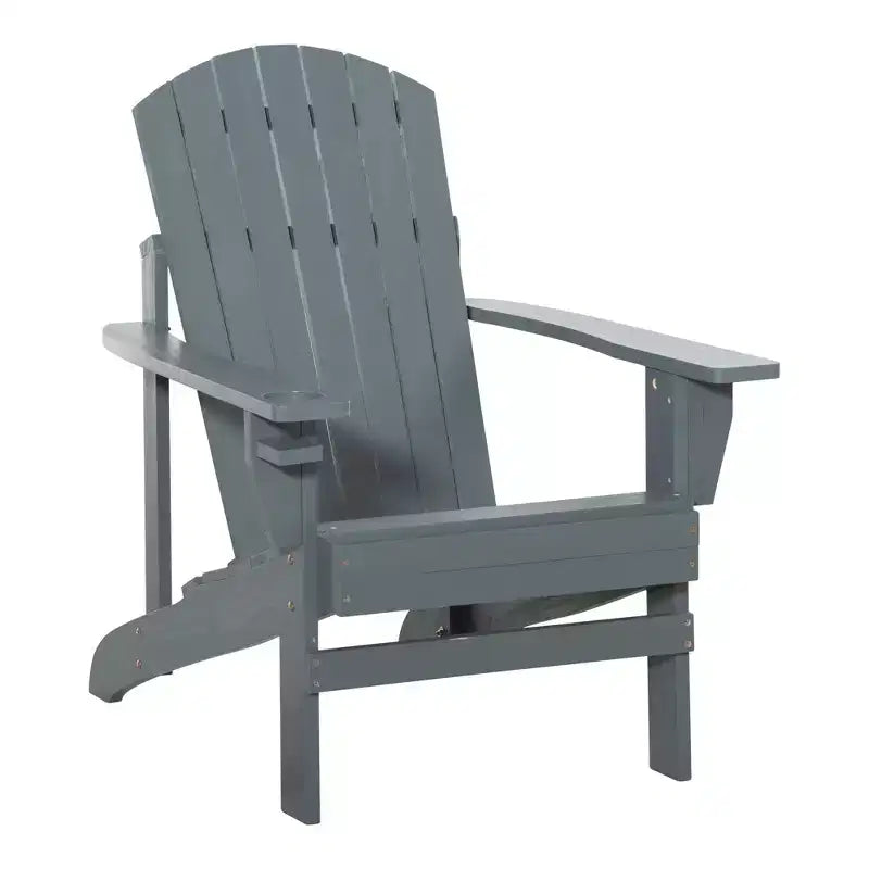 Outsunny Oversized Adirondack Chair, Outdoor Fire Pit and Porch Seating, Classic Log Lounge w/ Built-in Cupholder for Patio, Backyard