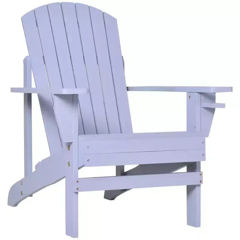 Outsunny Oversized Adirondack Chair, Outdoor Fire Pit and Porch Seating, Classic Log Lounge w/ Built-in Cupholder for Patio, Backyard