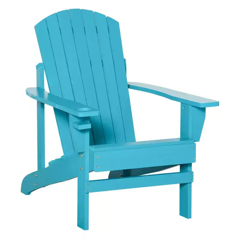 Outsunny Oversized Adirondack Chair, Outdoor Fire Pit and Porch Seating, Classic Log Lounge w/ Built-in Cupholder for Patio, Backyard