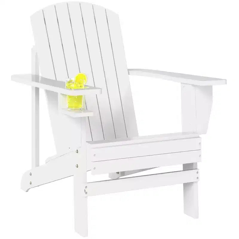 Outsunny Oversized Adirondack Chair, Outdoor Fire Pit and Porch Seating, Classic Log Lounge w/ Built-in Cupholder for Patio, Backyard