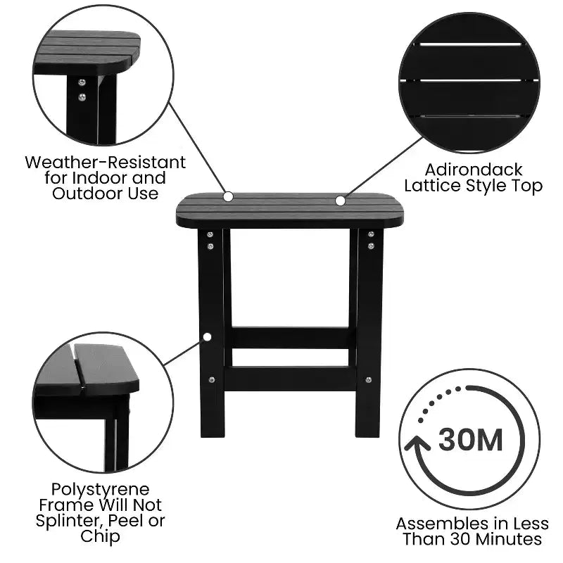 Merrick Lane Poly Resin Indoor/Outdoor All-Weather Adirondack Side Table