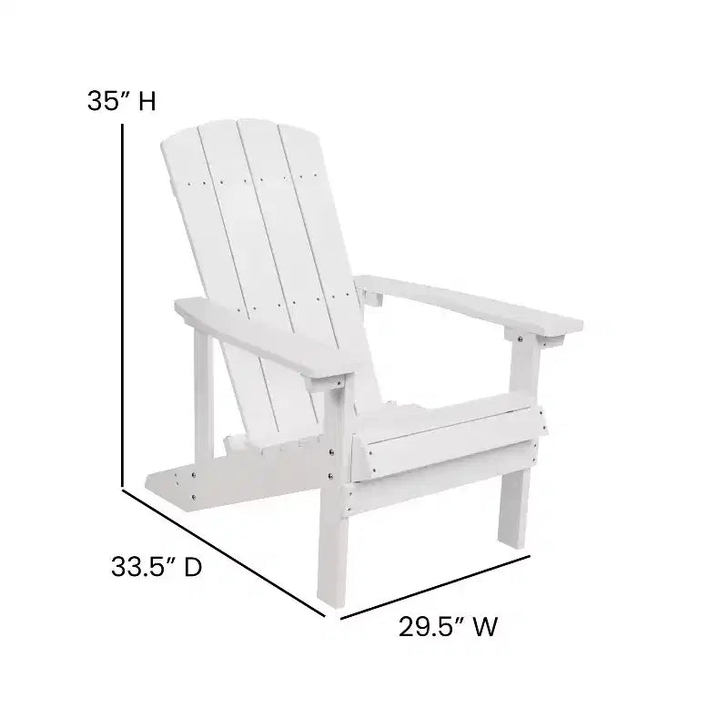 Merrick Lane All-Weather Poly Resin Wood Adirondack Chair in White