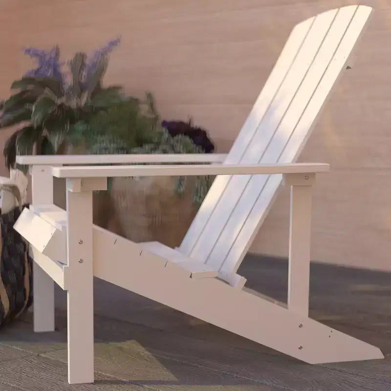 Merrick Lane All-Weather Poly Resin Wood Adirondack Chair in White