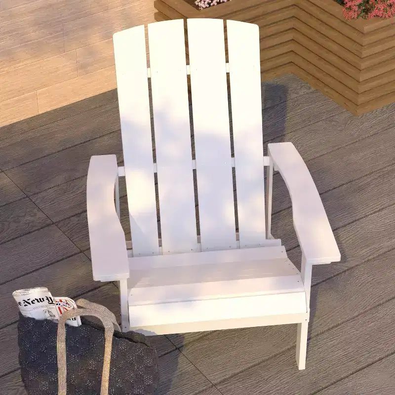 Merrick Lane All-Weather Poly Resin Wood Adirondack Chair in White