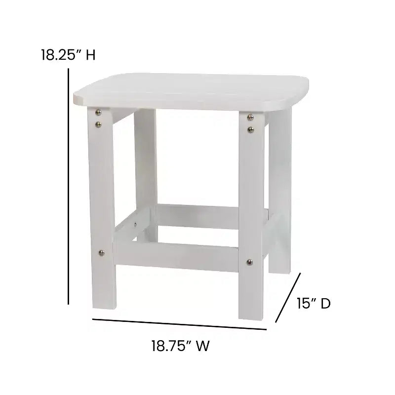 Merrick Lane Set of 2 All-Weather Adirondack Patio Chairs with Matching Side Table