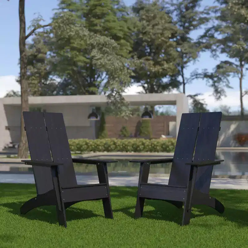 Flash Furniture Set of 2 Sawyer Modern All-Weather Poly Resin Wood Adirondack Chairs