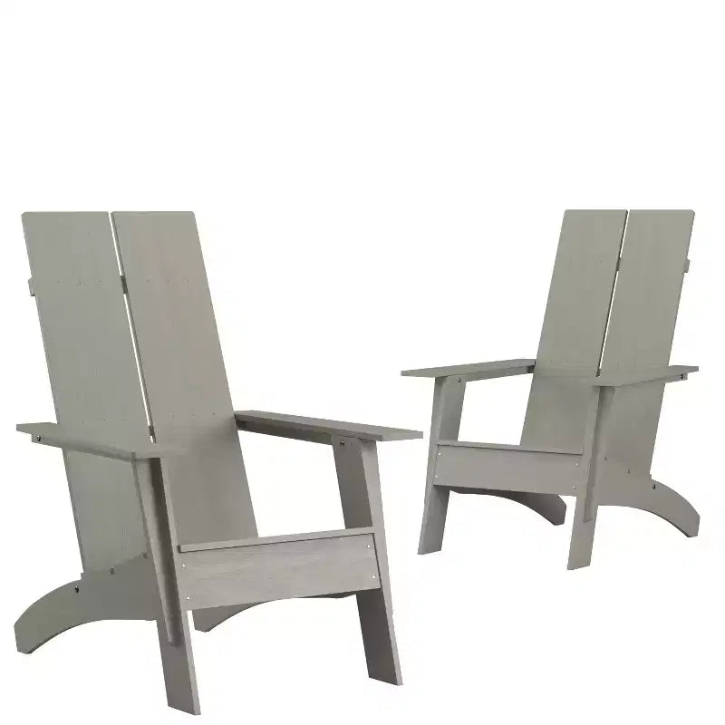 Flash Furniture Set of 2 Sawyer Modern All-Weather Poly Resin Wood Adirondack Chairs