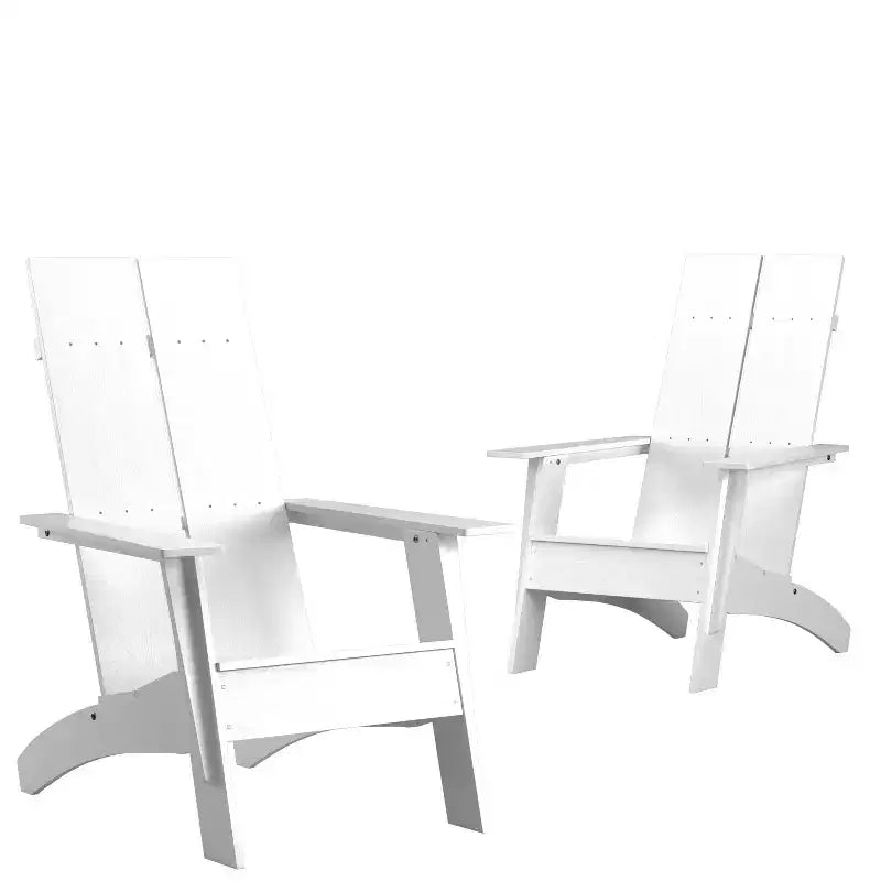 Flash Furniture Set of 2 Sawyer Modern All-Weather Poly Resin Wood Adirondack Chairs