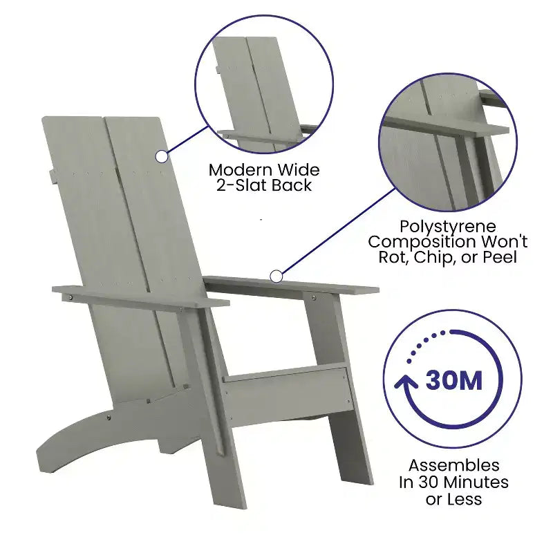 Flash Furniture Sawyer Modern All-Weather Poly Resin Wood Adirondack Chair