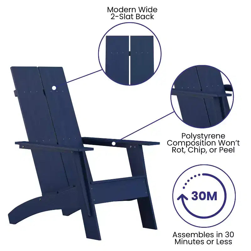 Flash Furniture Sawyer Modern All-Weather Poly Resin Wood Adirondack Chair