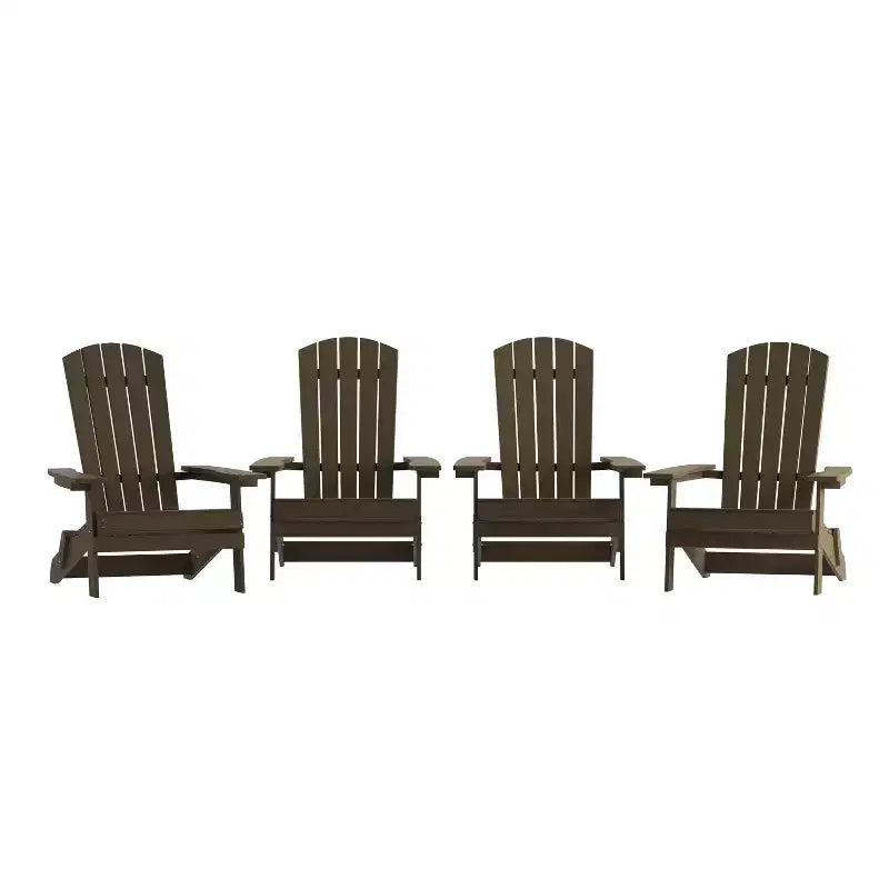 Merrick Lane Set of 4 Poly Resin Folding Adirondack Lounge Chair - All-Weather Indoor/Outdoor Patio Chair