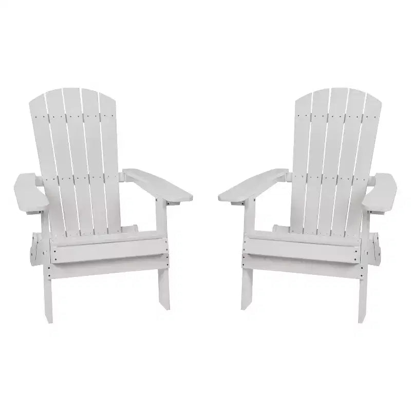 Merrick Lane Set of 2 Poly Resin Folding Adirondack Lounge Chair - All-Weather Indoor/Outdoor Patio Chair
