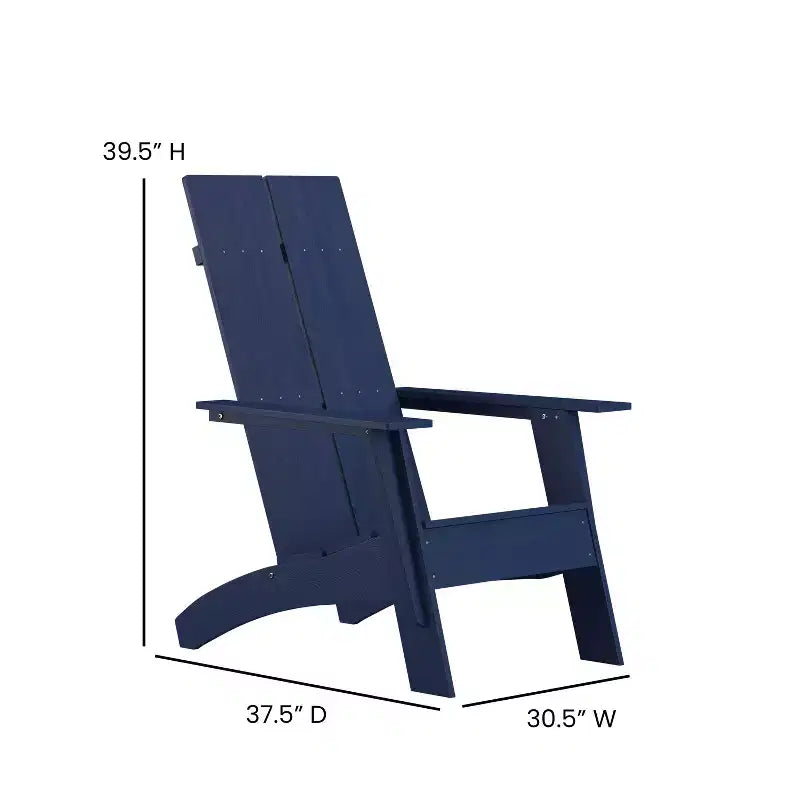 Merrick Lane Modern 2 Slat Back All-Weather Poly Resin Wood Adirondack Chair