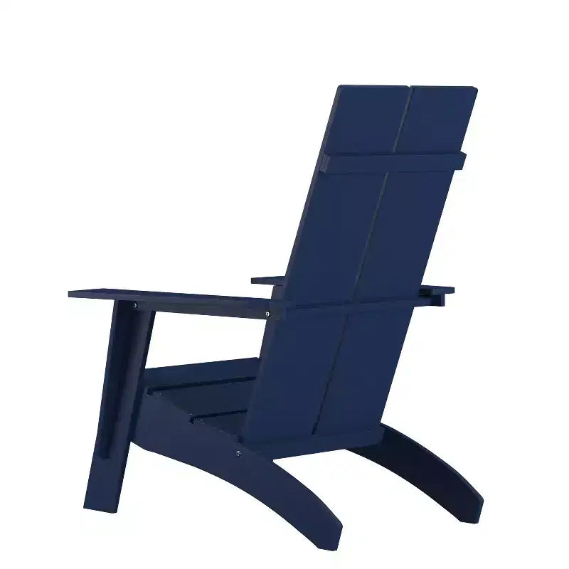 Merrick Lane Modern 2 Slat Back All-Weather Poly Resin Wood Adirondack Chair