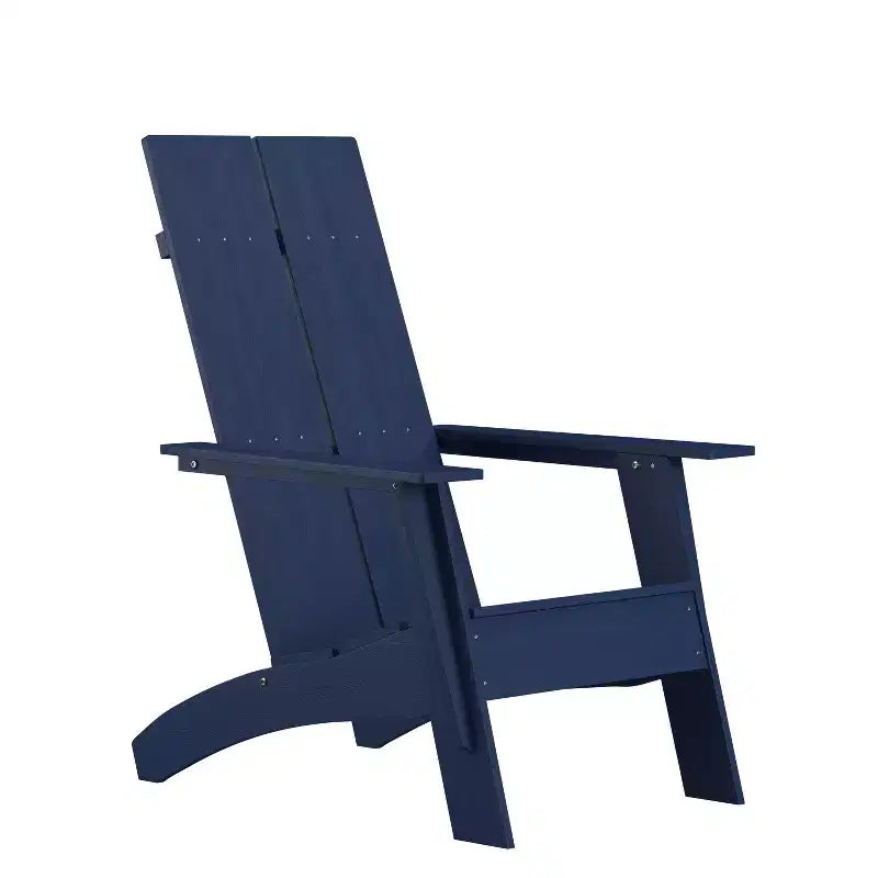 Merrick Lane Modern 2 Slat Back All-Weather Poly Resin Wood Adirondack Chair