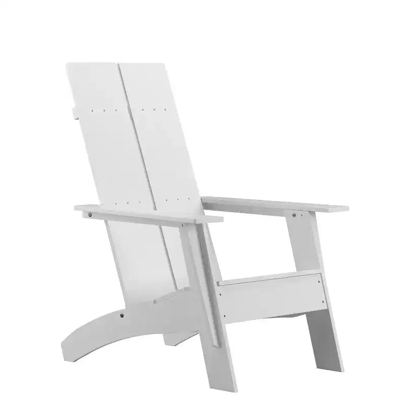 Merrick Lane Modern 2 Slat Back All-Weather Poly Resin Wood Adirondack Chair