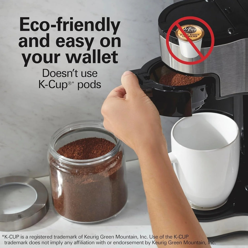 2-Way 12-Cup Coffee Maker & Single Serve, Glass Carafe, Auto Pause & Pour, Black
