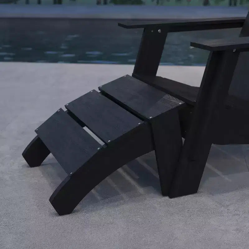 Merrick Lane Modern All-Weather Poly Resin Wood Adirondack Ottoman Foot Rest