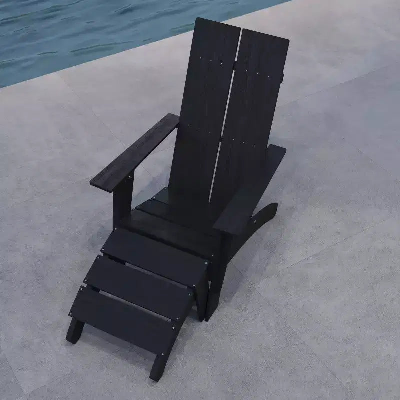 Merrick Lane Modern All-Weather Poly Resin Wood Adirondack Ottoman Foot Rest