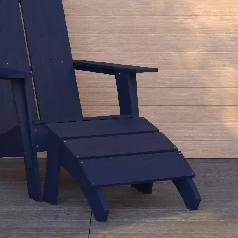 Merrick Lane Modern All-Weather Poly Resin Wood Adirondack Ottoman Foot Rest