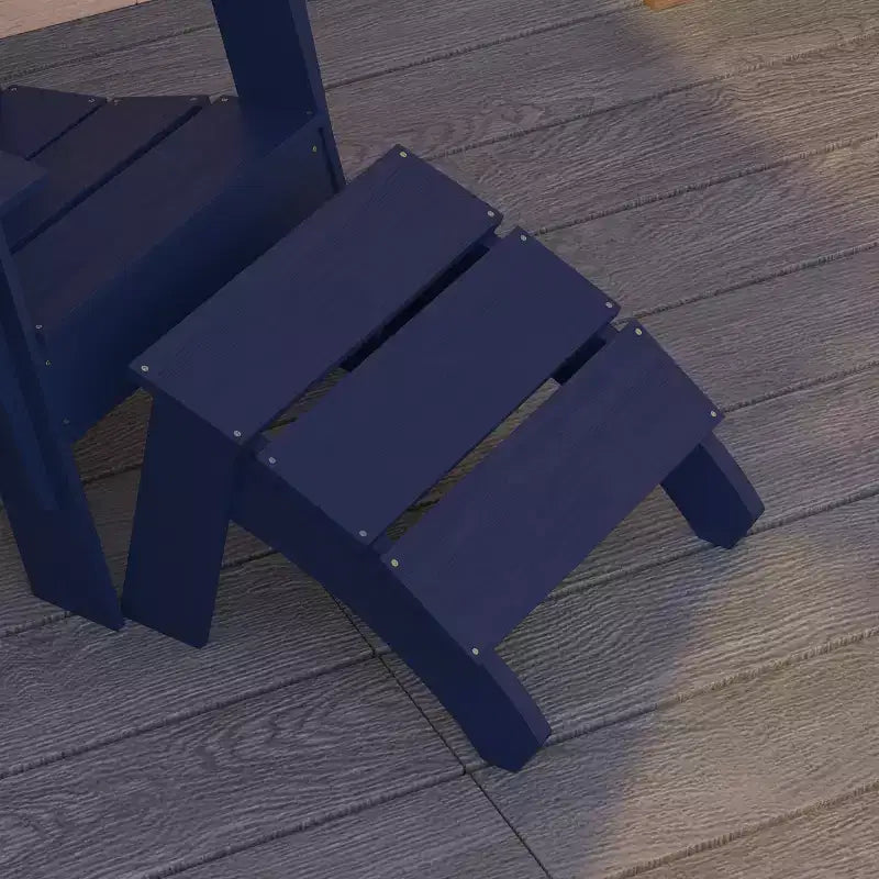 Merrick Lane Modern All-Weather Poly Resin Wood Adirondack Ottoman Foot Rest