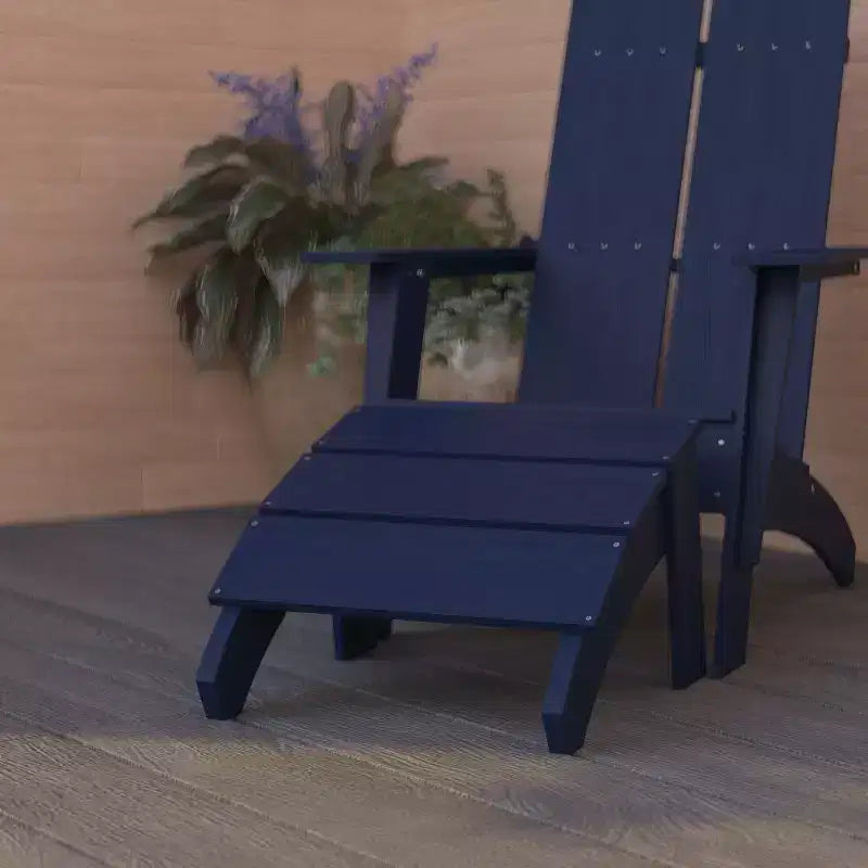 Merrick Lane Modern All-Weather Poly Resin Wood Adirondack Ottoman Foot Rest