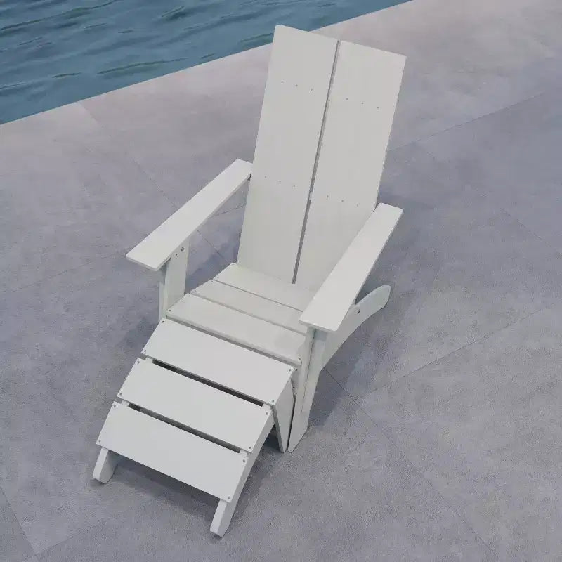 Merrick Lane Modern All-Weather Poly Resin Wood Adirondack Ottoman Foot Rest