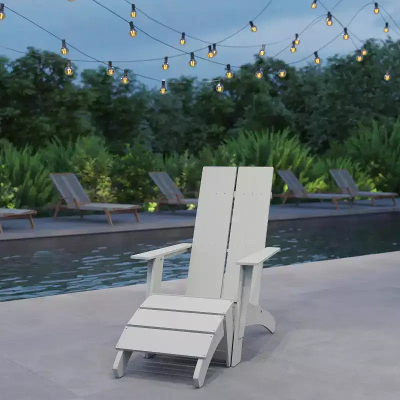 Merrick Lane Modern All-Weather Poly Resin Wood Adirondack Ottoman Foot Rest