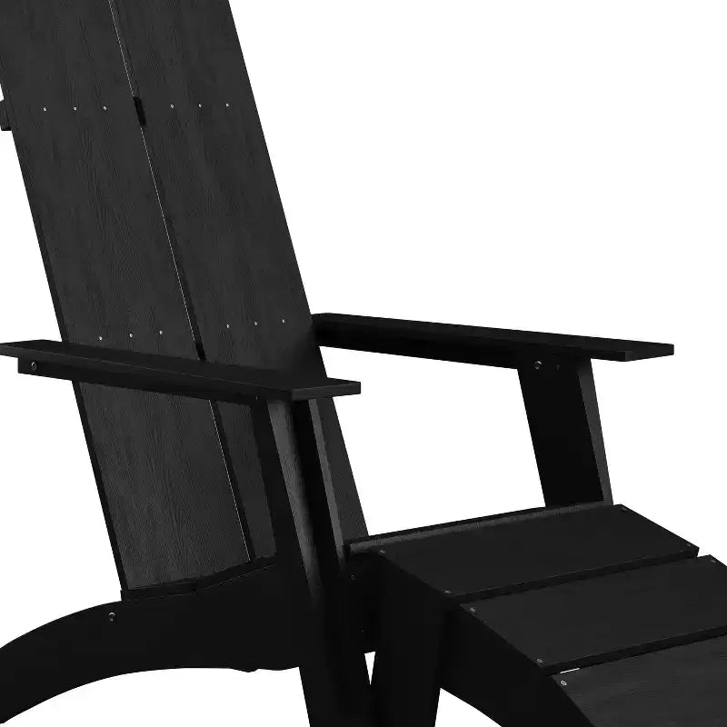 Chaise de patio Merrick Lane Adirondack moderne à lattes avec pouf assorti