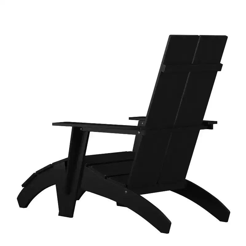 Chaise de patio Merrick Lane Adirondack moderne à lattes avec pouf assorti