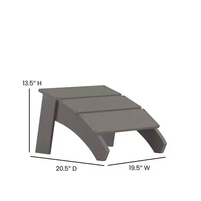 Chaise de patio Merrick Lane Adirondack moderne à lattes avec pouf assorti