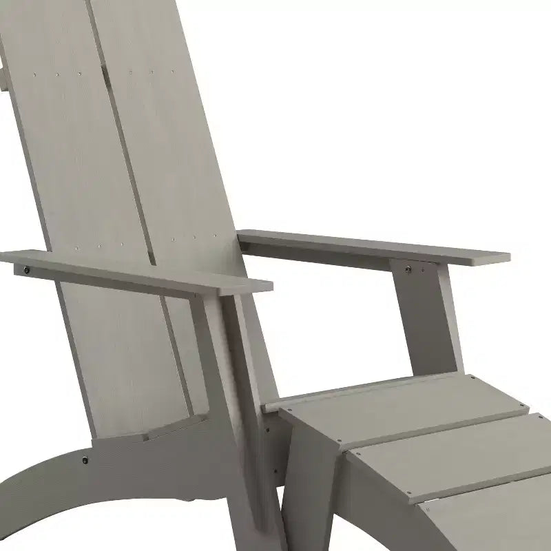 Chaise de patio Merrick Lane Adirondack moderne à lattes avec pouf assorti